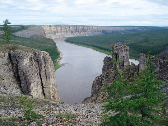 Photograph of cliffs above the Kotuy River.