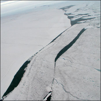 Ice island moving into the Arctic