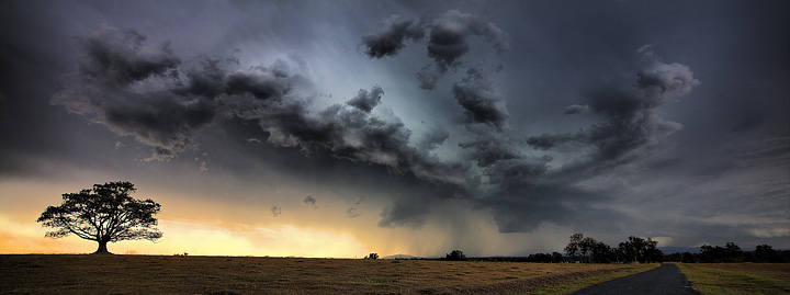 Photograph of rain and clouds.