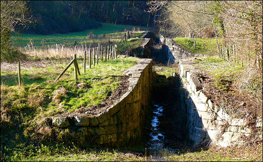 Photograph of the abandoned locks on the Somerset Coal Canal.