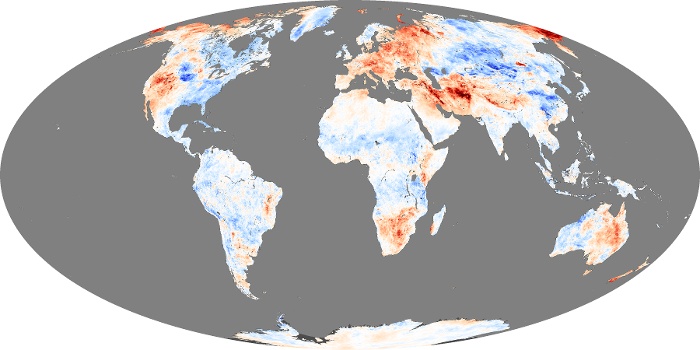 Global Map Land Surface Temperature Anomaly Image 216