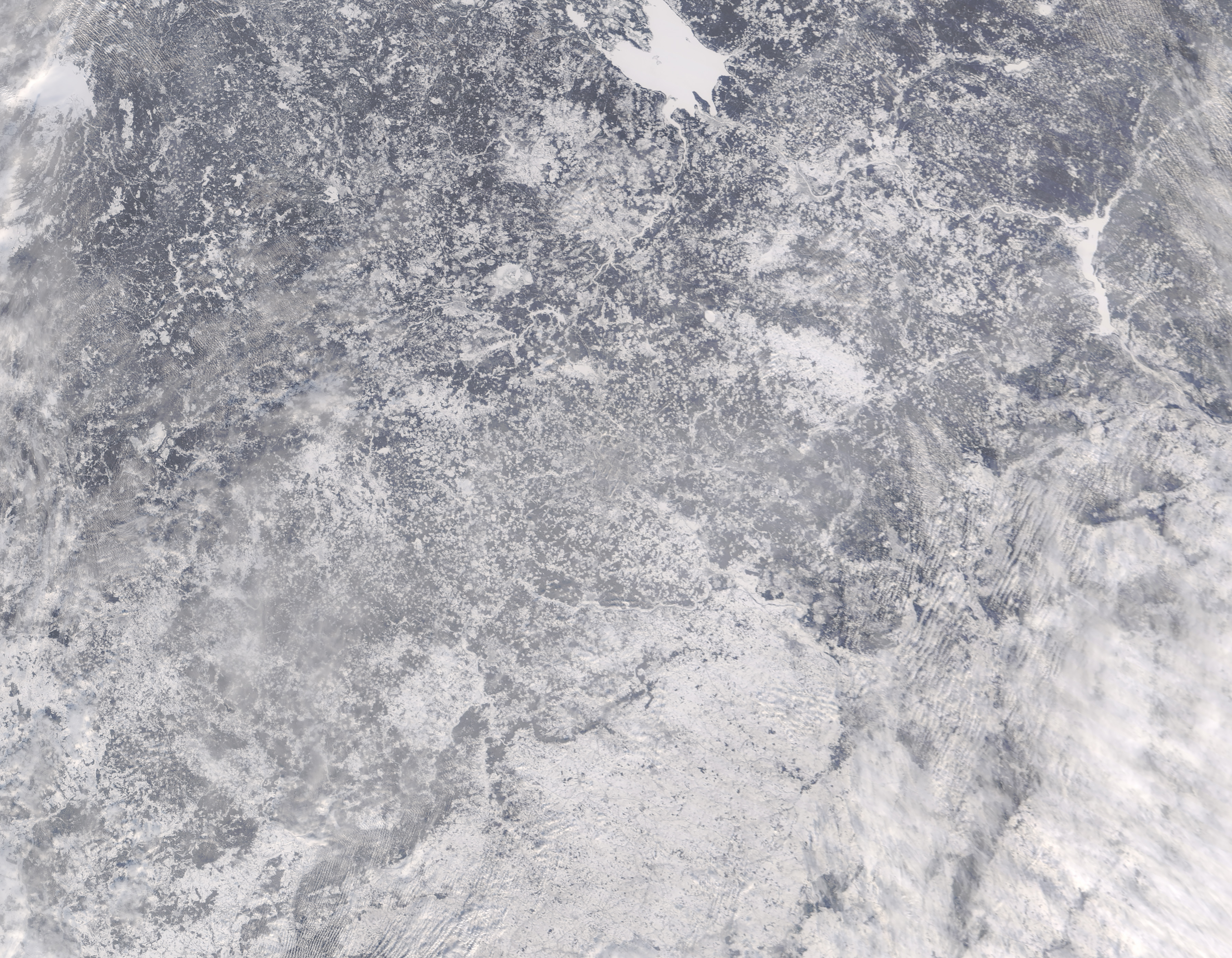 Moscú y alrededores cubiertos de nieve, imagen Terra MODIS del 6 de febrero de 2018