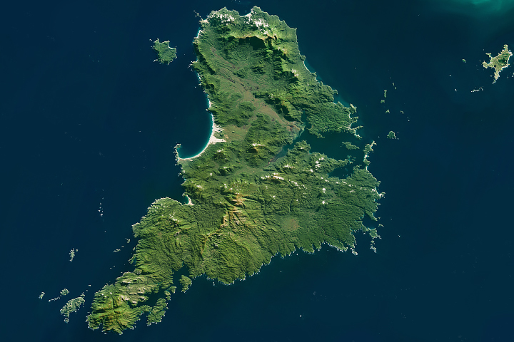 NASA satellite image: Stewart Island and surrounding seas, New Zealand