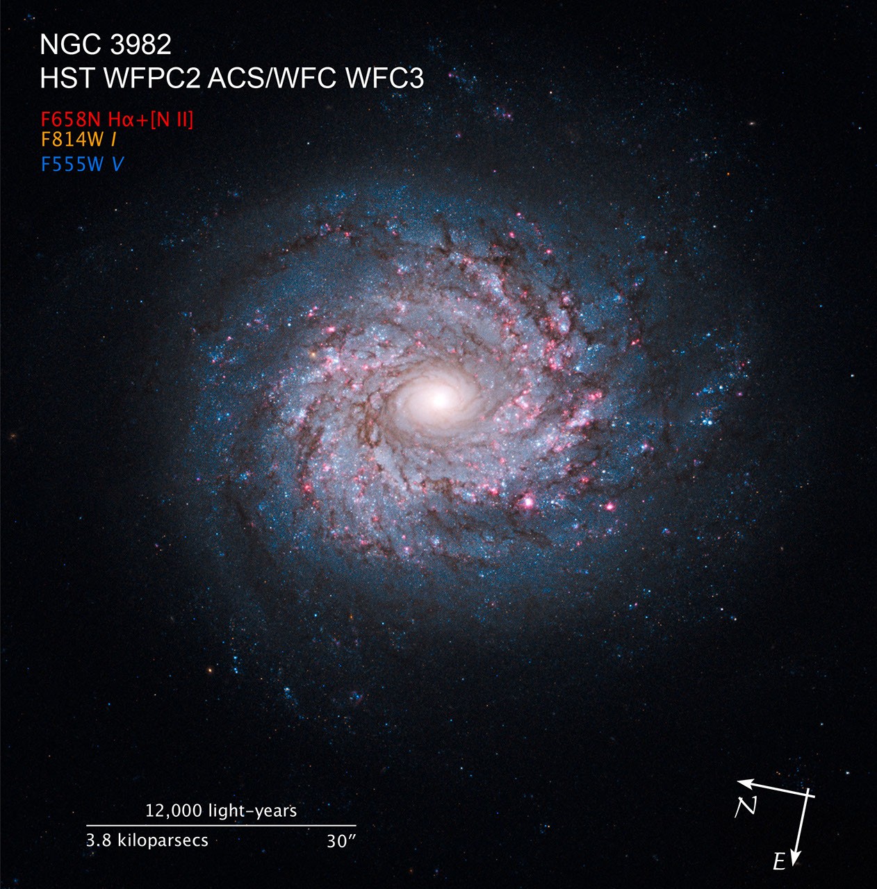 Compass and Scale Image for NGC 3982 - NASA Science
