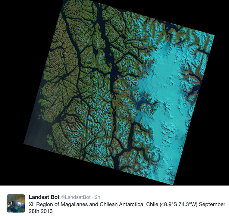 sample @LandsatBot tweet