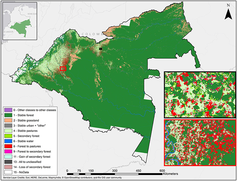 Map of Columbia and the state of its forests