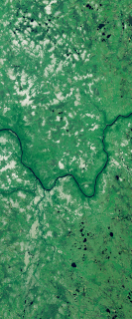 Curvy river forms the lower case letter W in this Landsat satellite image.