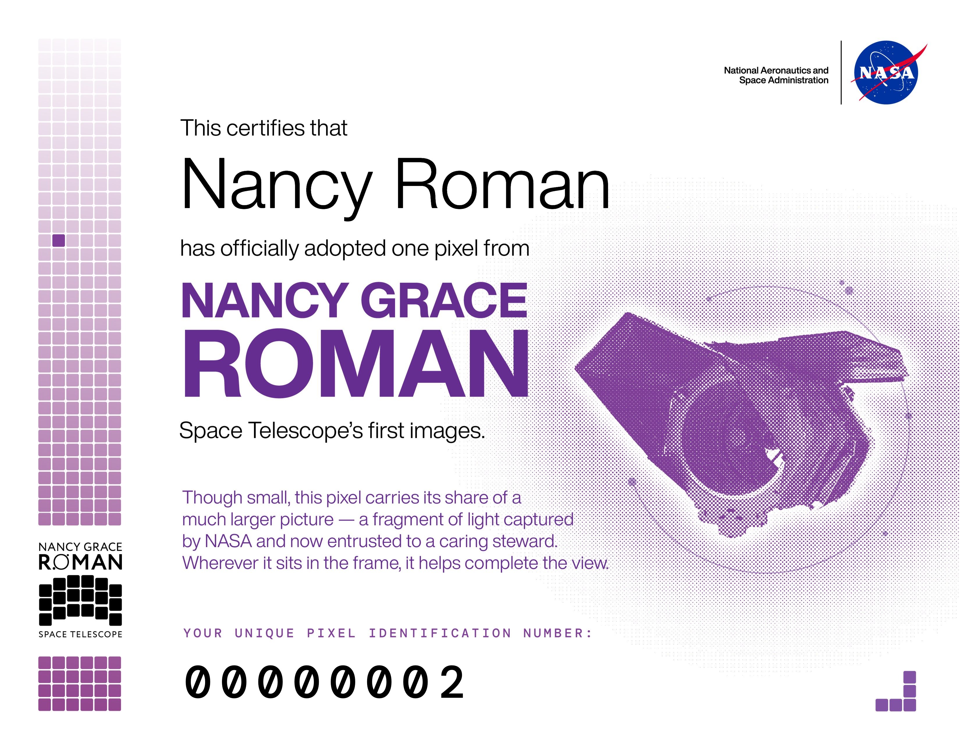Adopt a Pixel Nancy Grace Roman Space Telescope - NASA Science