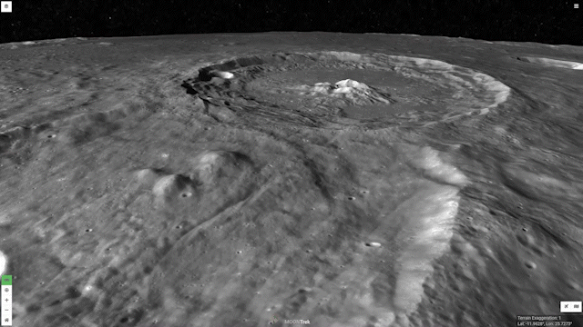 Animation clip of camera panning over the surface of the Moon.