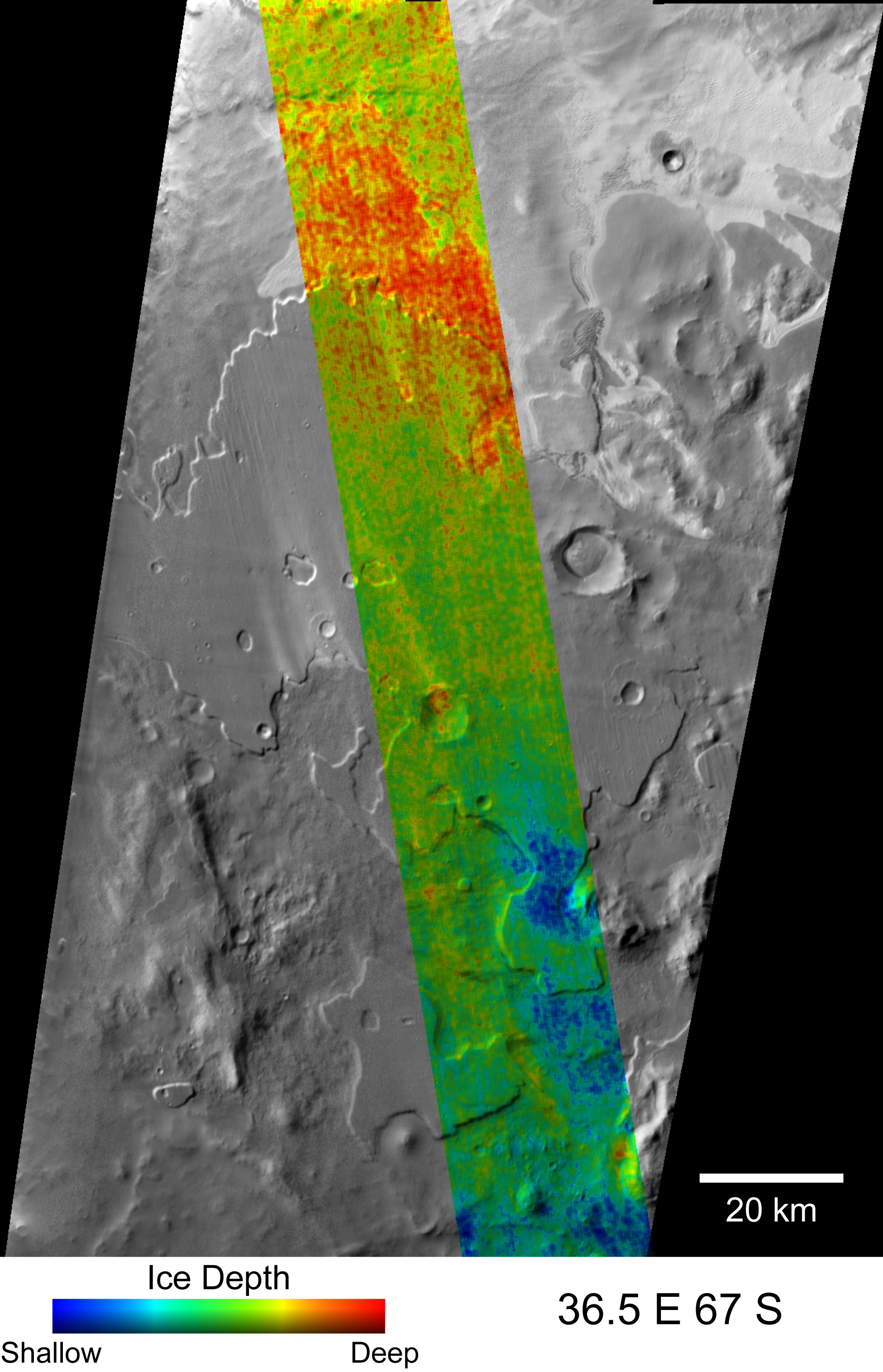 Depth-to-Ice Map of a Southern Mars Site Near Melea Planum - NASA Science