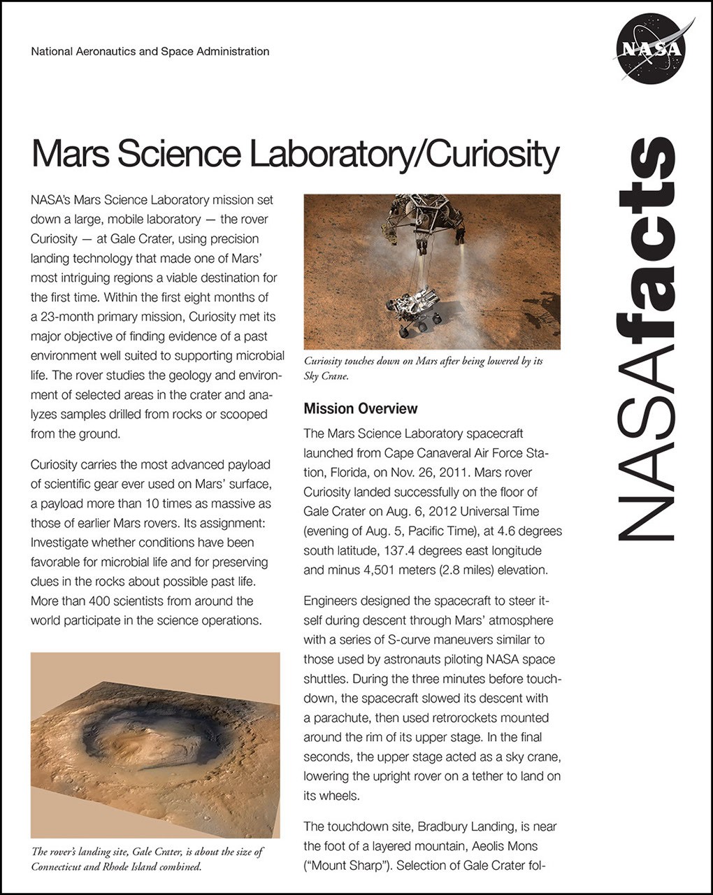 Curiosity Rover Fact Sheet - NASA Science