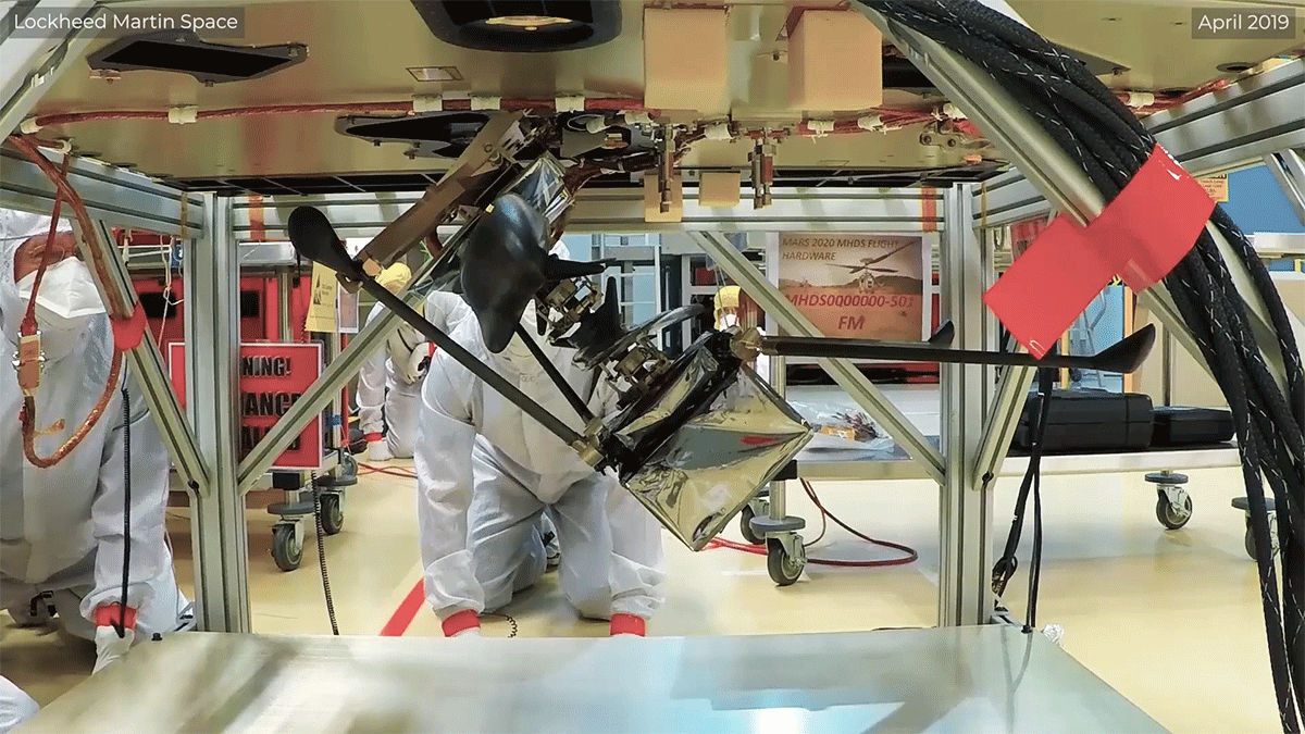 In this video clip, an engineer observes a test of the Mars Helicopter Delivery