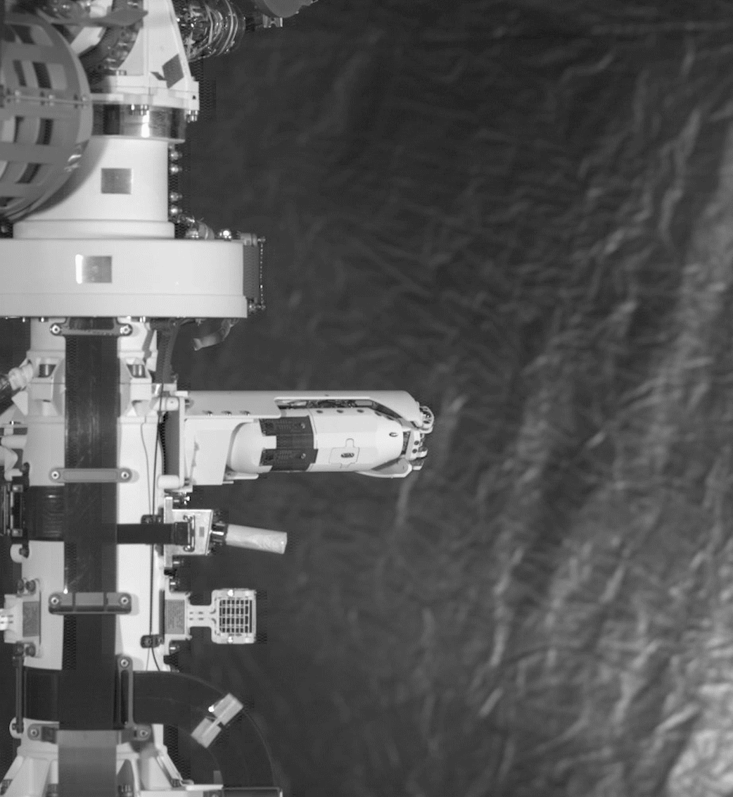 One of two wind sensors springs out of the mast on NASA's Perseverance Mars rover.