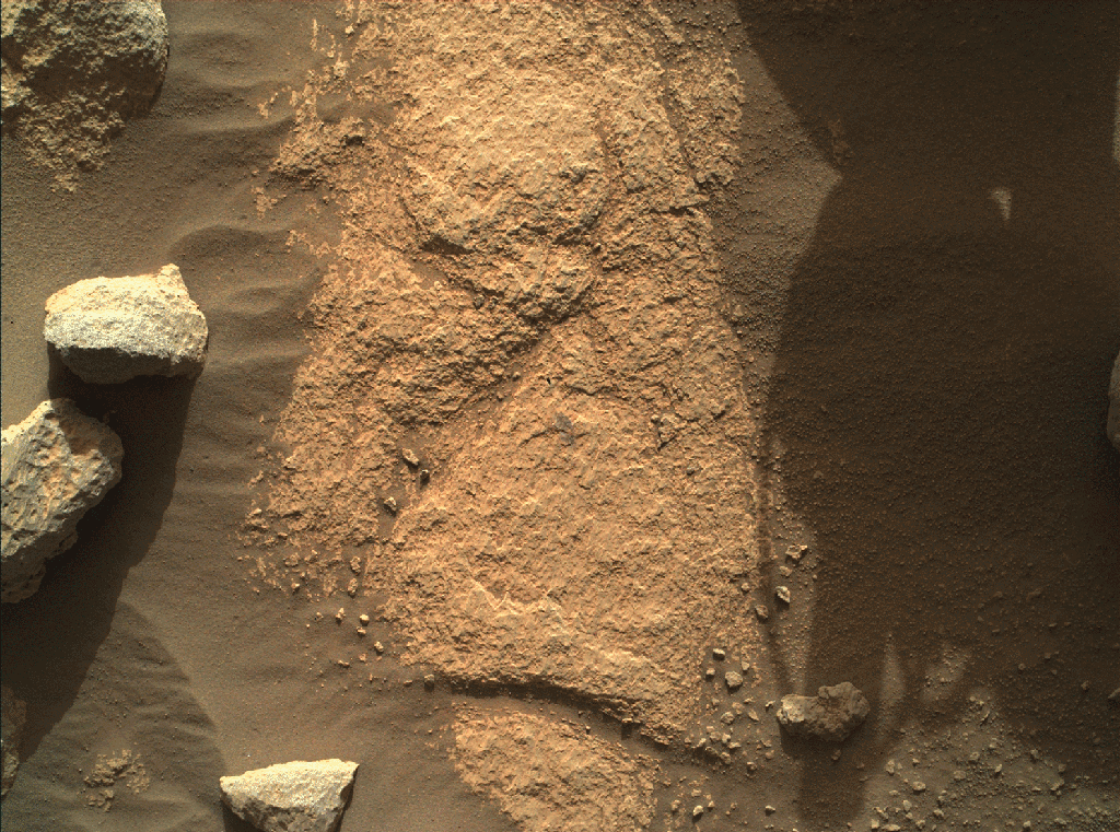 NASA’s Perseverance Mars rover used the WATSON camera on the end of its robotic arm to conduct a focus test on May 10, 2021, the 79th Martian day, or sol, of the mission.
