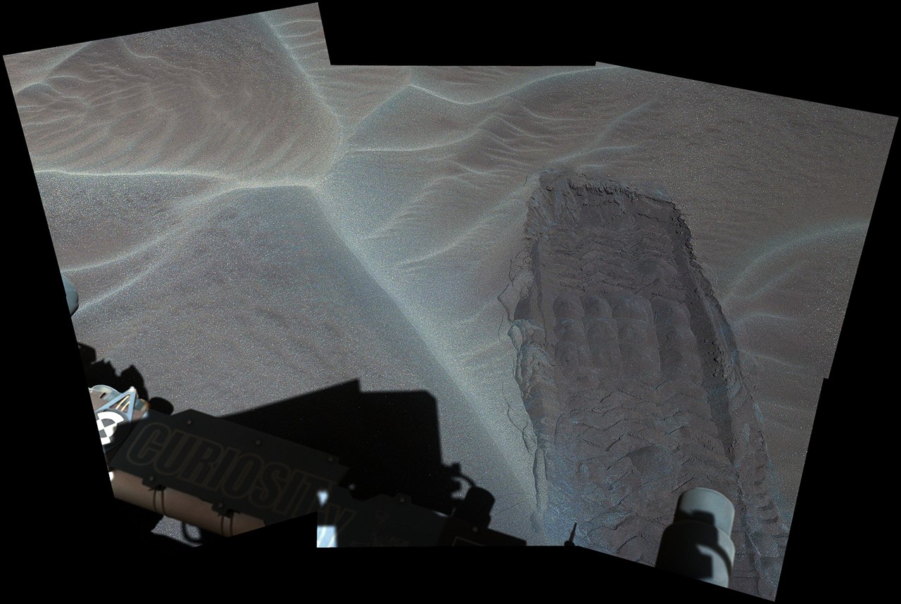 Rover Track in Sand Sheet Near Martian Sand Dune - NASA Science
