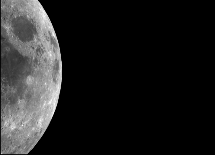 This frame from a movie of the Moon was made from NASA's Cassini narrow-angle camera as the spacecraft passed by the Moon on the way to its closest approach with Earth on August 17, 1999.