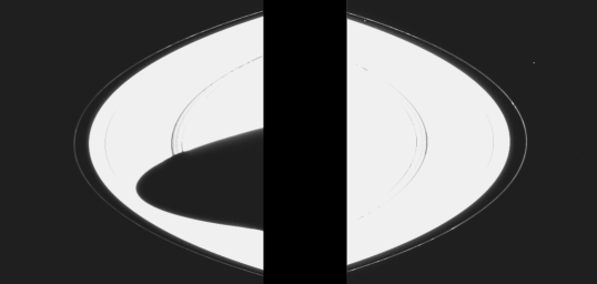 NASA's Cassini spacecraft has sighted the tiny moon Atlas, which is seen here for the first time since Voyager 1 flew past Saturn in 1980.