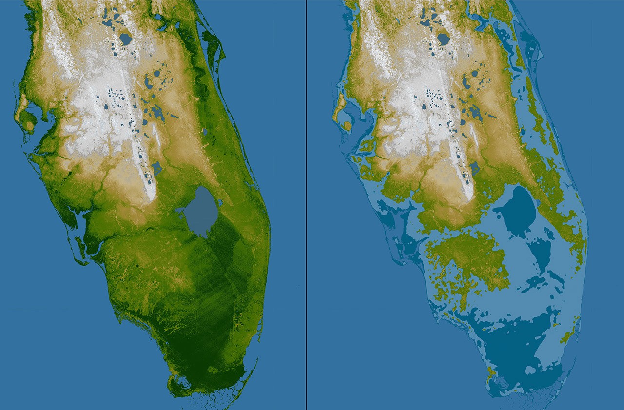 Florida Divide Ridge Southern Florida, Shaded Relief and Colored Height - NASA Science