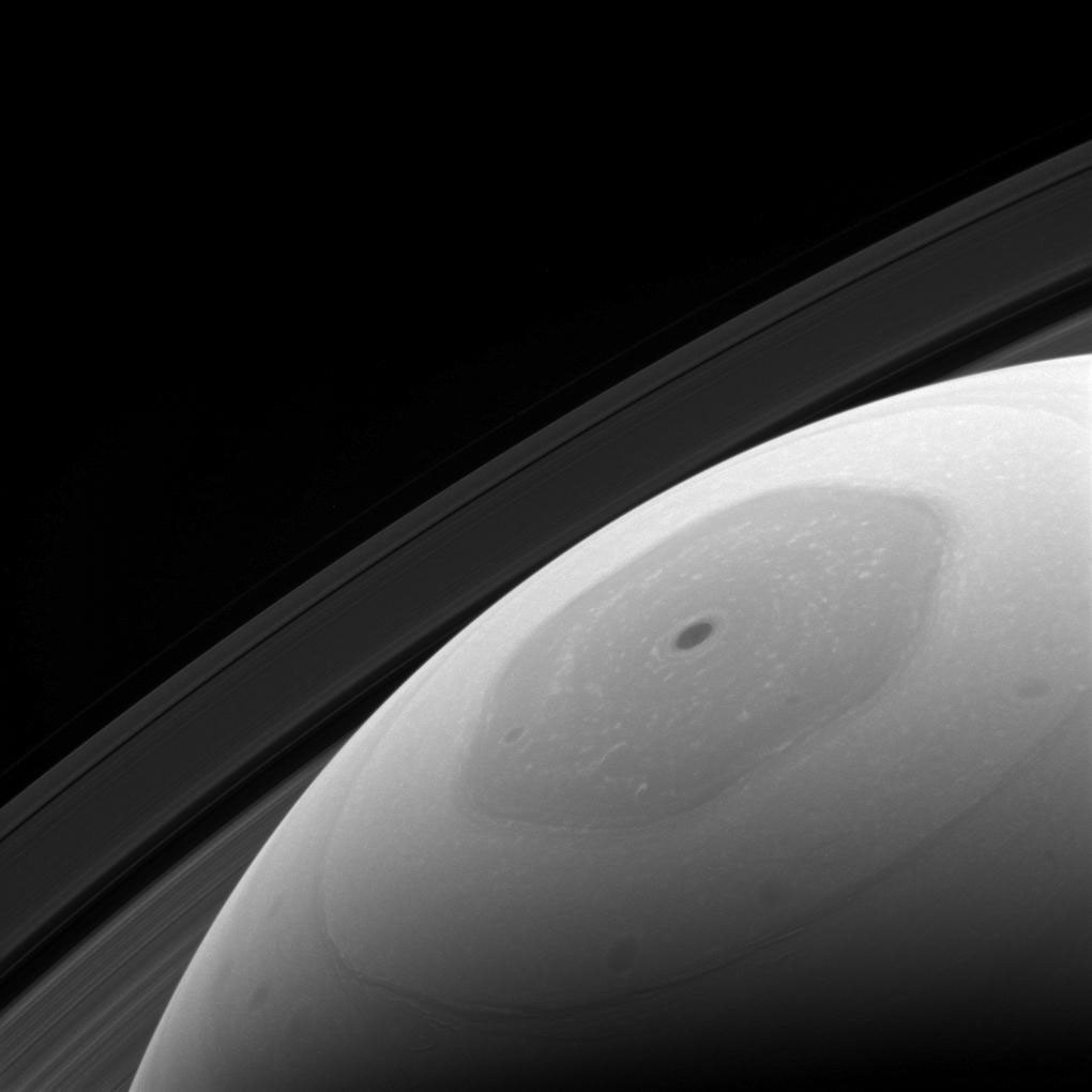 Saturn's hexagonal polar jet stream is the shining feature of almost every view of the north polar region of Saturn. The region, in shadow for the first part of NASA's Cassini mission, now enjoys full sunlight.