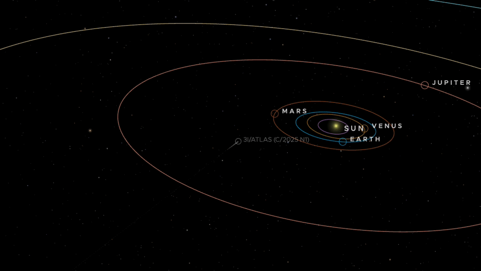 Animation of comet's trajectory through the solar system