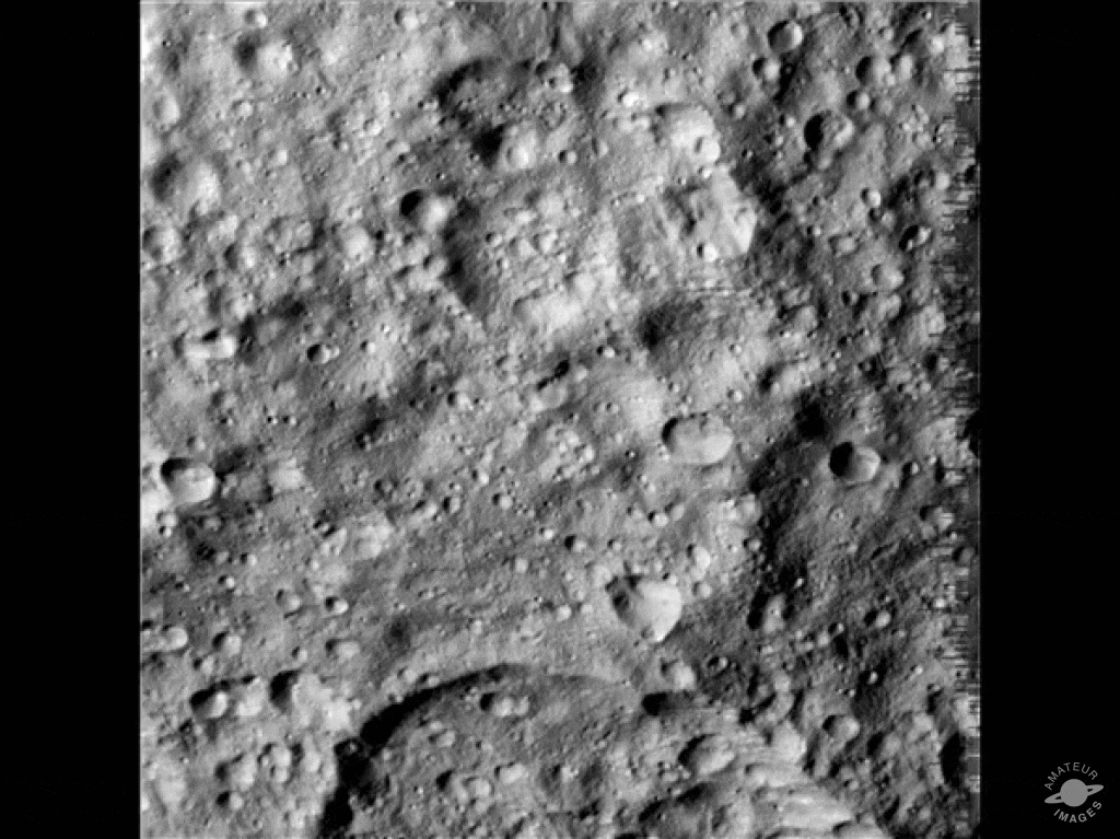 Animation showing close flyover of moon terrain.