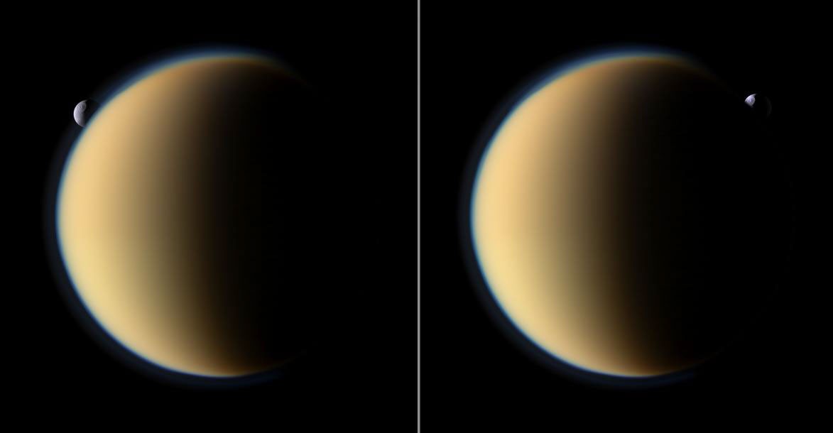 Tethys Slips Behind Titan - NASA Science
