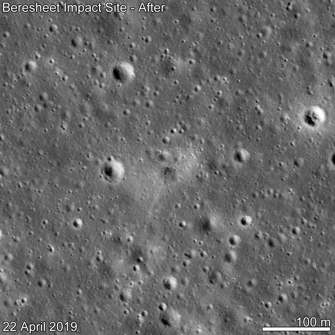 Animated GIF showing Beresheet impact site.