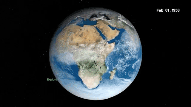 Animation of spacecraft orbiting Earth