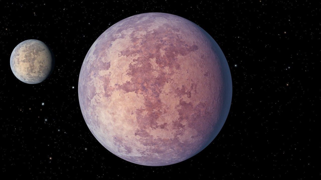 Illustration of two rocky "super-Earths"