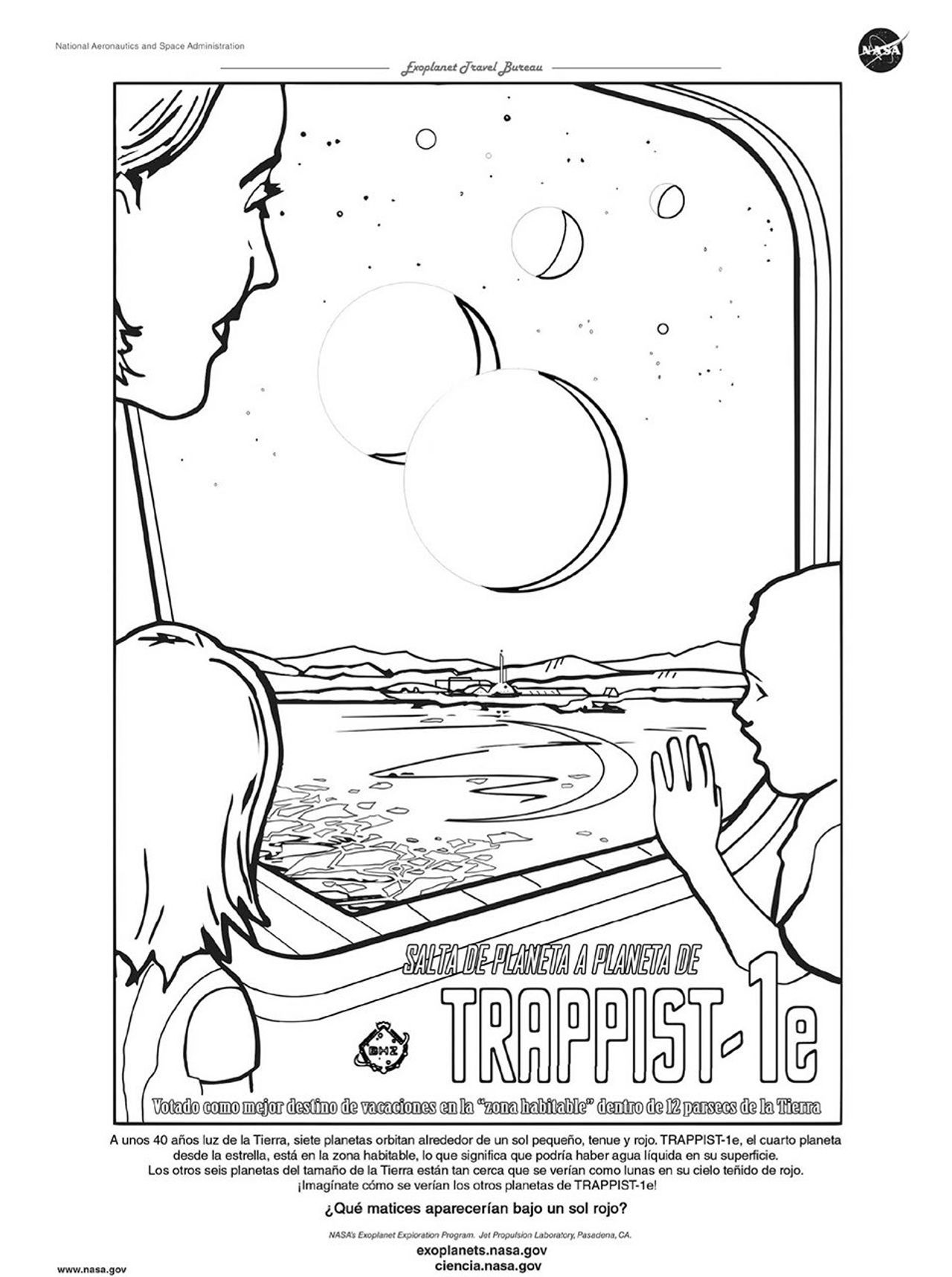 Spanish language exoplanet coloring book