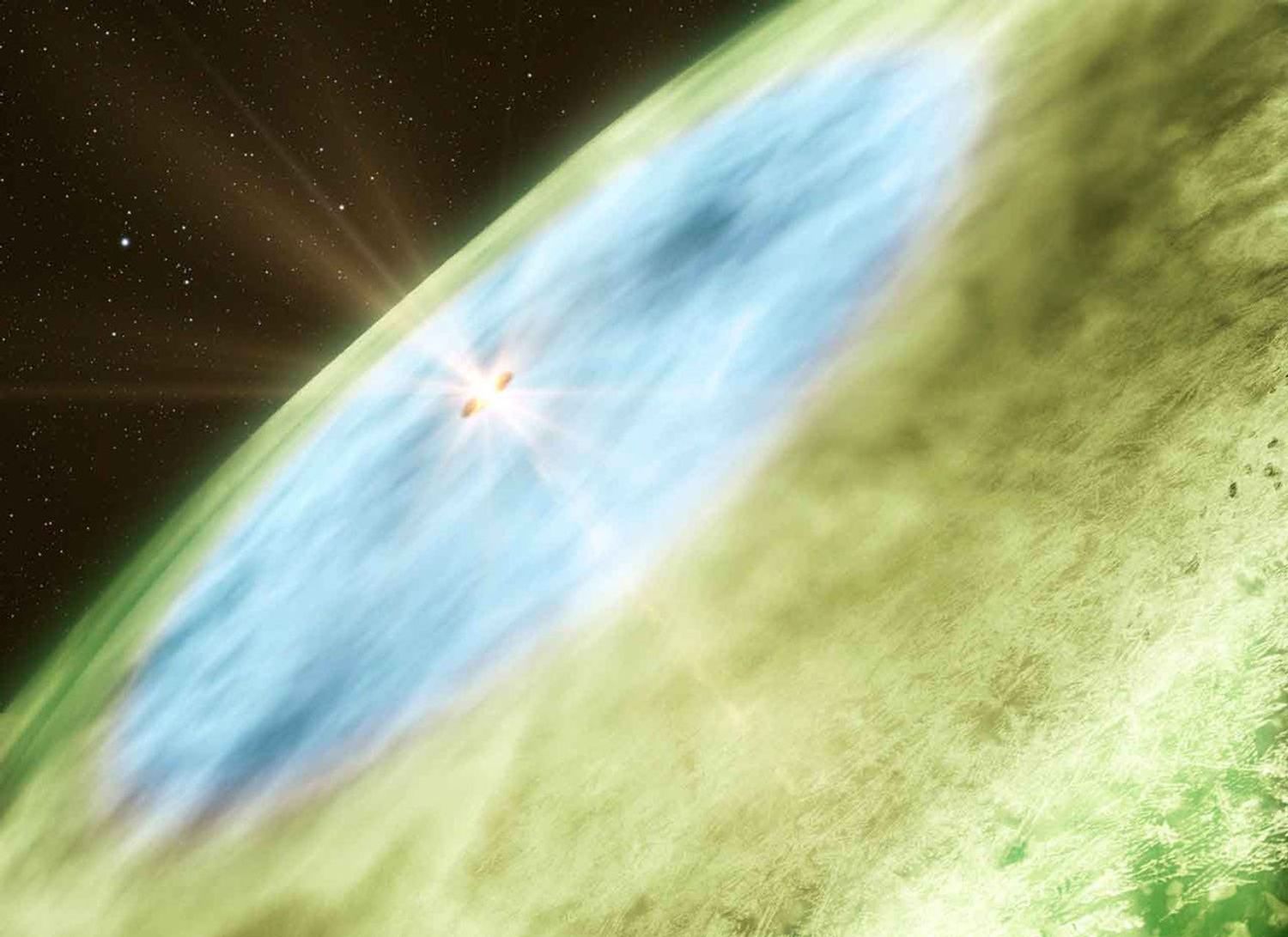 A snow line has been imaged in a far-off infant planetary system for the very first time. The snow line, located in the disc around the Sun-like star TW Hydrae, promises to tell us more about the formation of planets and comets, the factors that decide their composition, and the history of the Solar System. The results are published today in Science Express.Image credit: B. Saxton & A. Angelich/NRAO/AUI/NSF/ALMA (ESO/NAOJ/NRAO)