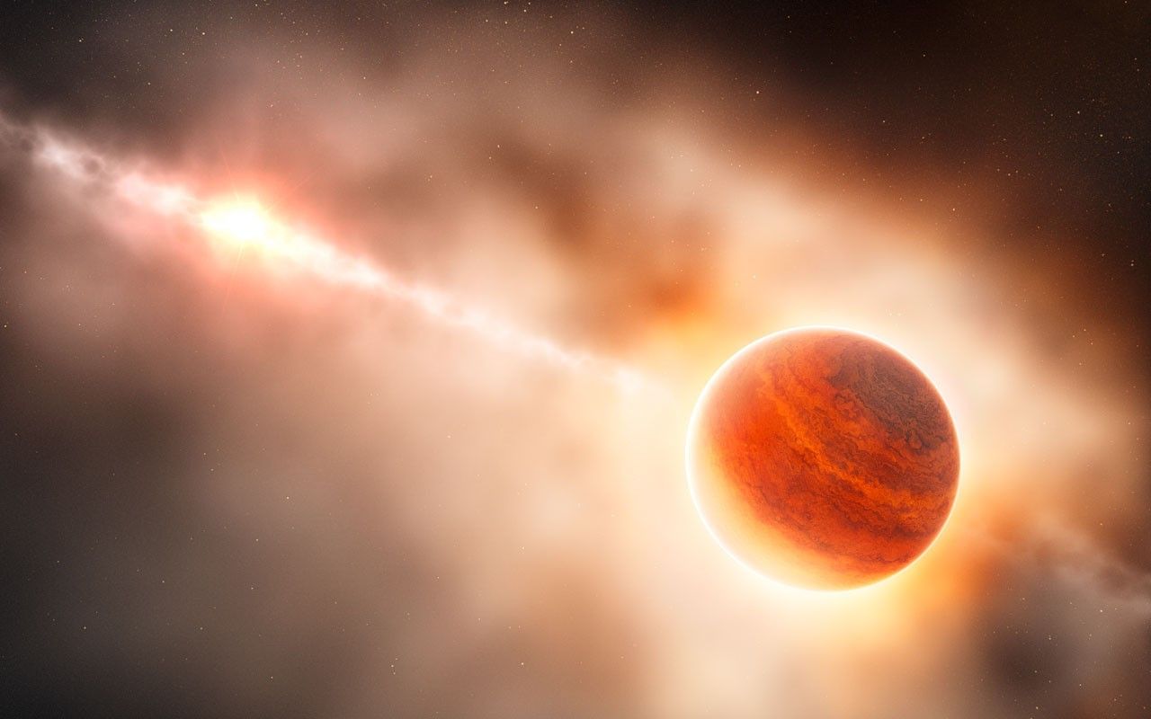 Artist's impression of a gas giant planet forming in the disc