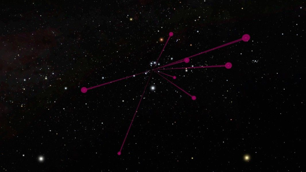 The locations of brown dwarfs discovered by NASA's Wide-field Infrared Survey Explorer, or WISE, and mapped by NASA's Spitzer Space Telescope, are shown in this diagram. The view is from a vantage point about 100 light-years away from the sun, looking back toward the constellation Orion. Image credit: NASA/JPL-Caltech
