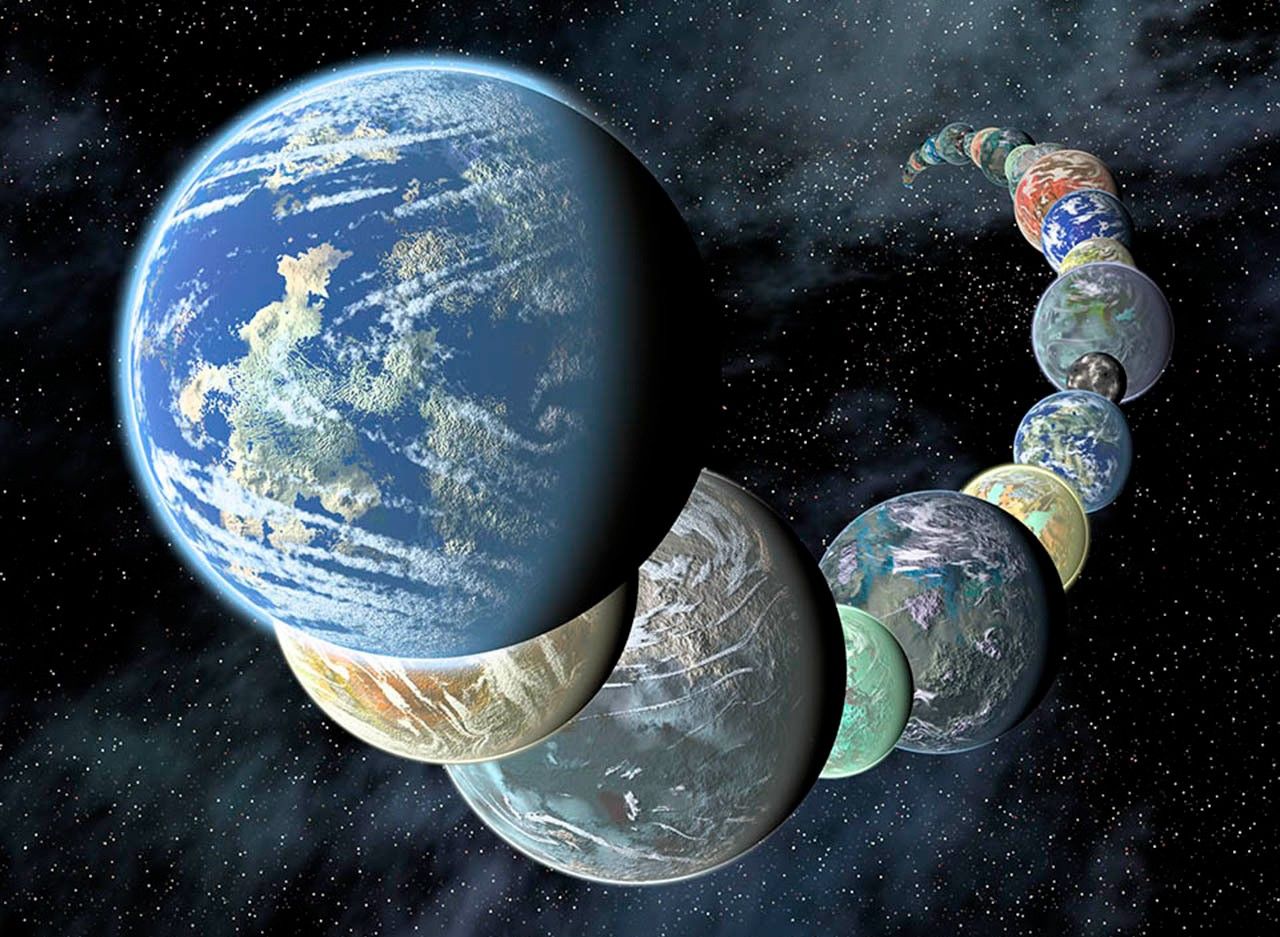 An artist's illustration of rocky planets.