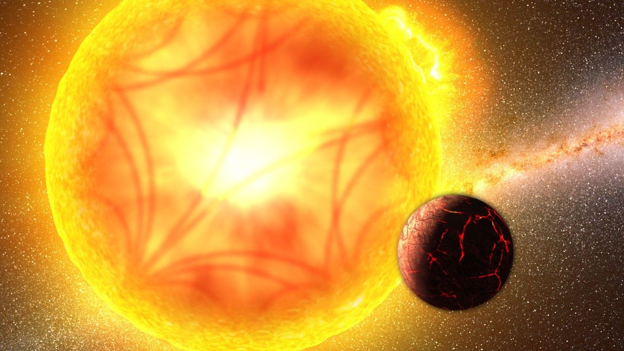 Illustration of a planet orbiting its star.