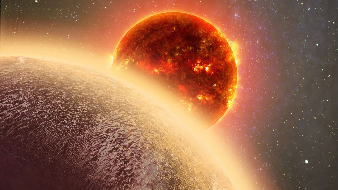 An artist's illustration of the planet curve with its star in the background.