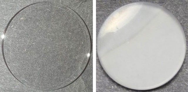 A clear disk and a cloudy disk show aerosols.