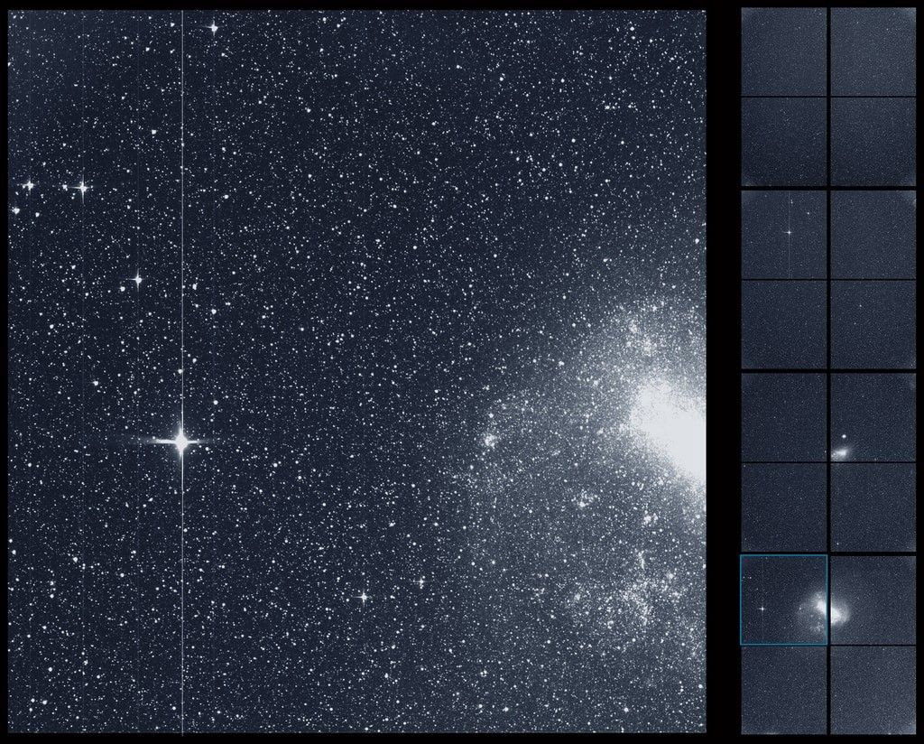 Bright stars in front of dark space.