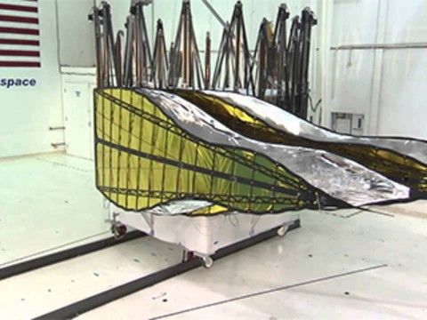 A prototype starshade unfurling.
