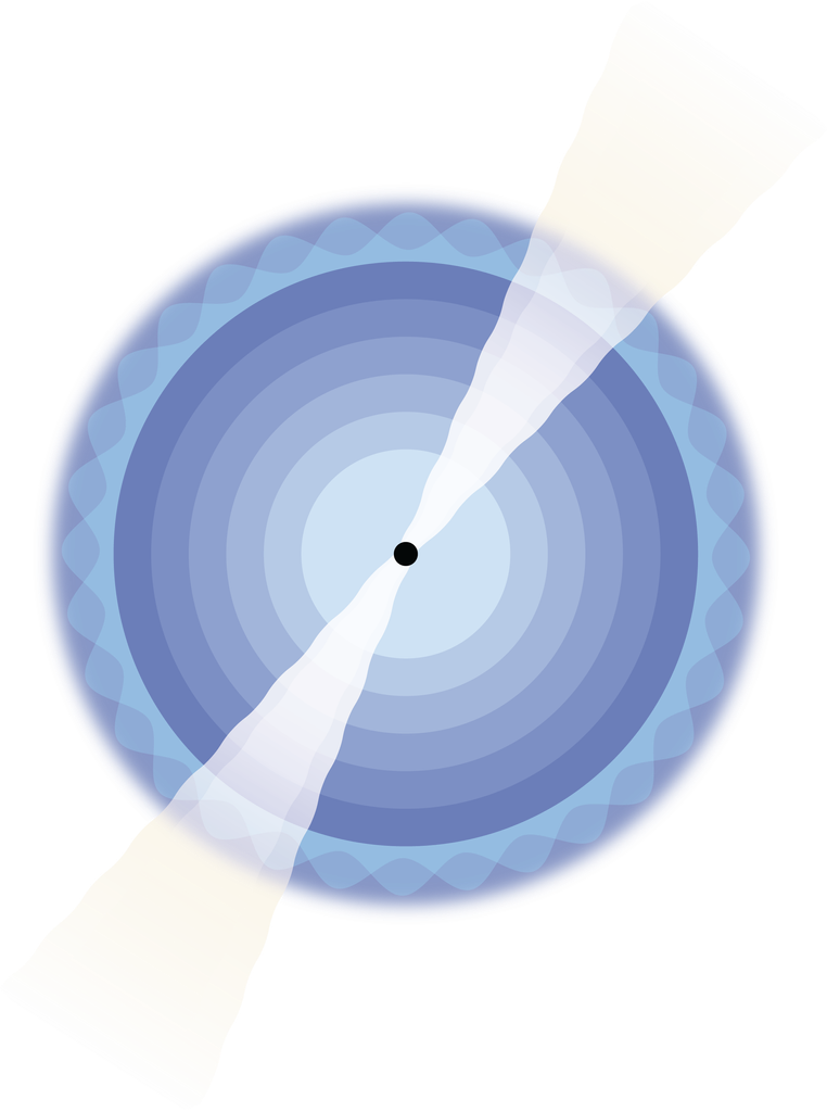 An illustration of a long gamma-ray burst caused by a collapsing star.