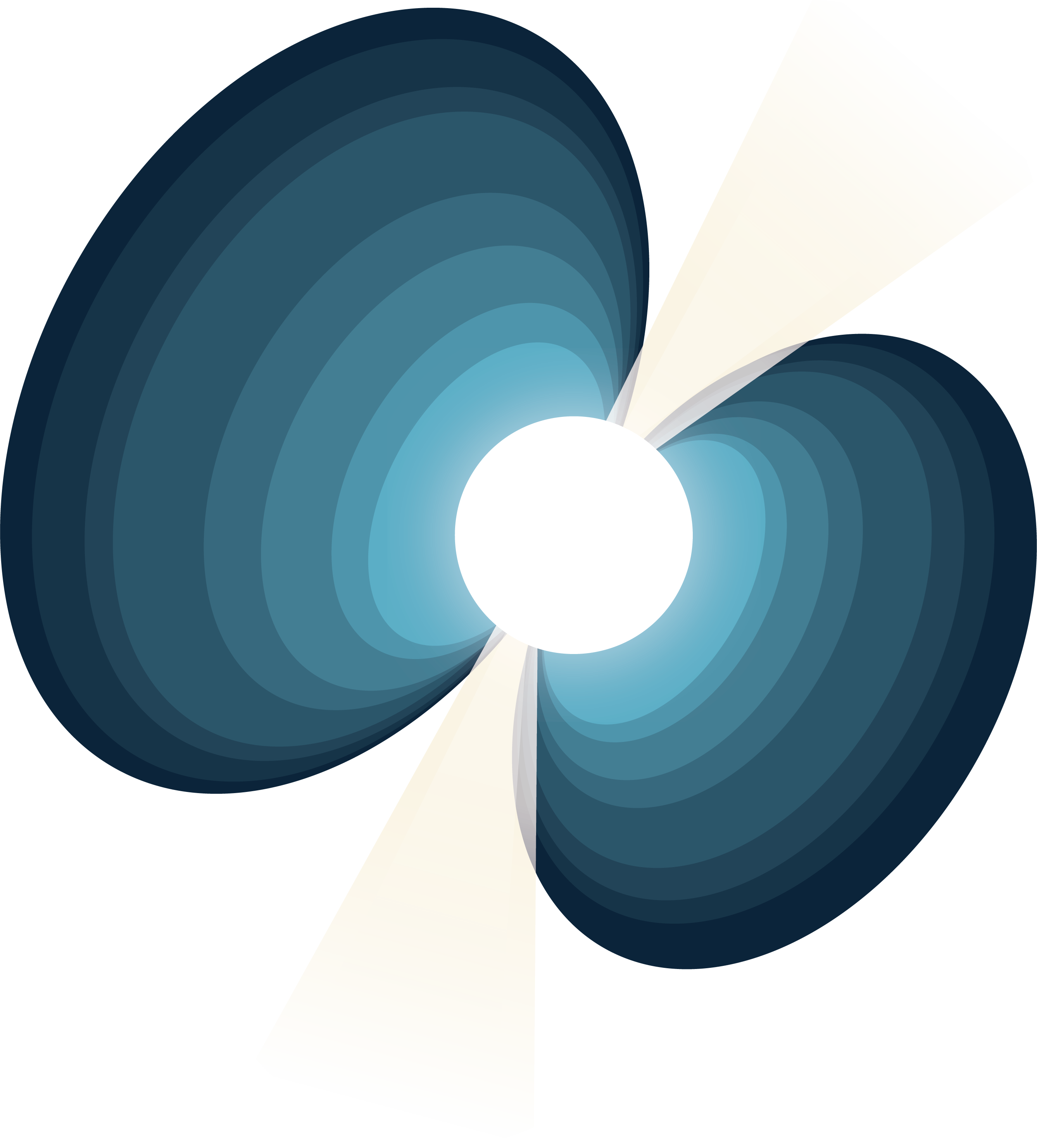 An illustration of a pulsar with asymmetric magnetic field lines.