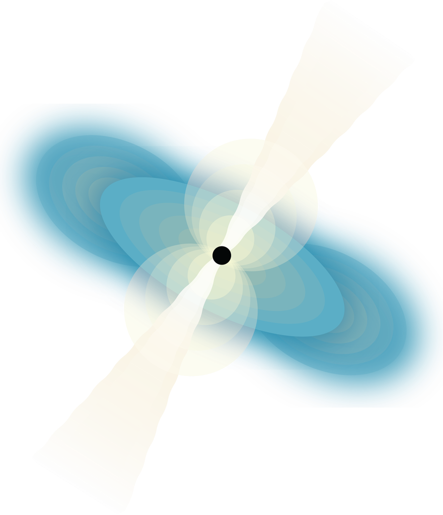 An illustration of a short gamma-ray burst caused by merging neutron stars.