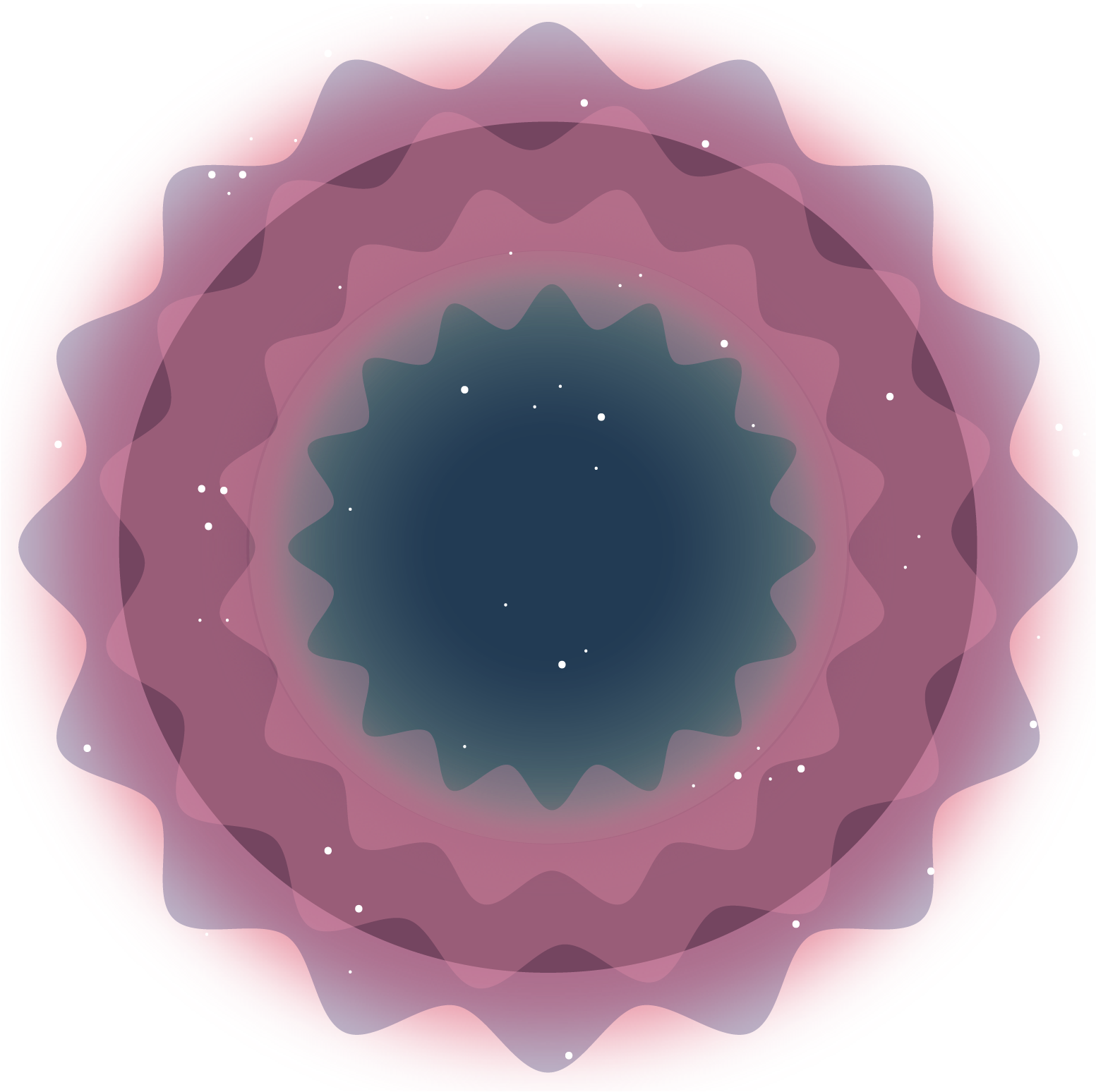 A circular illustration of a supernova.