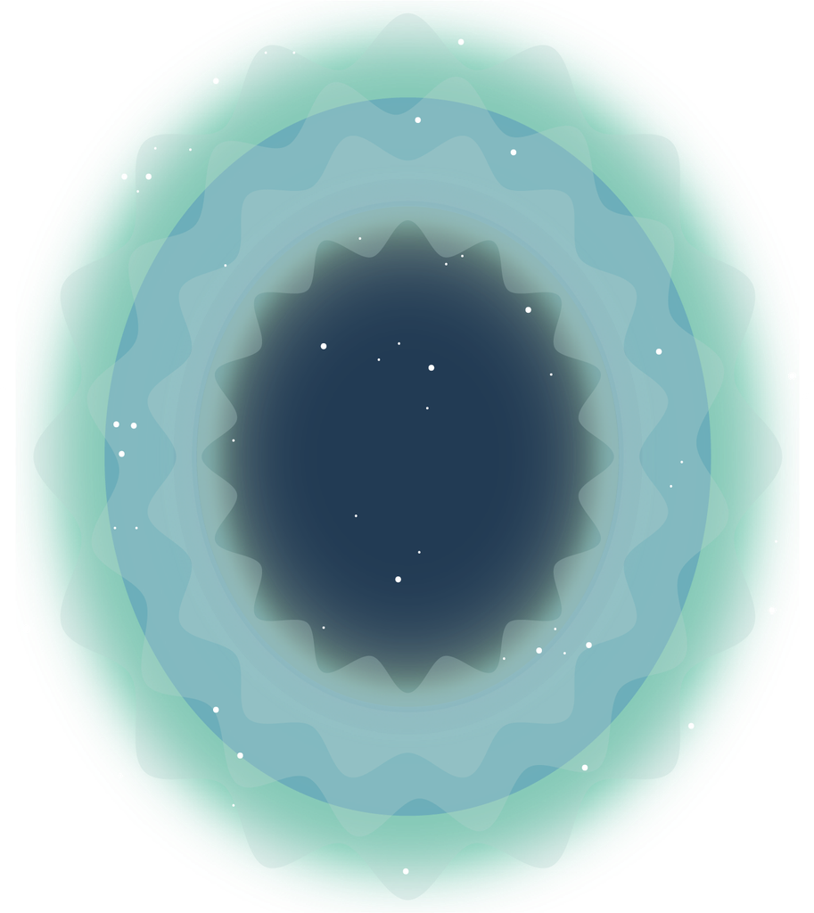 A vertical oval illustration of a supernova.