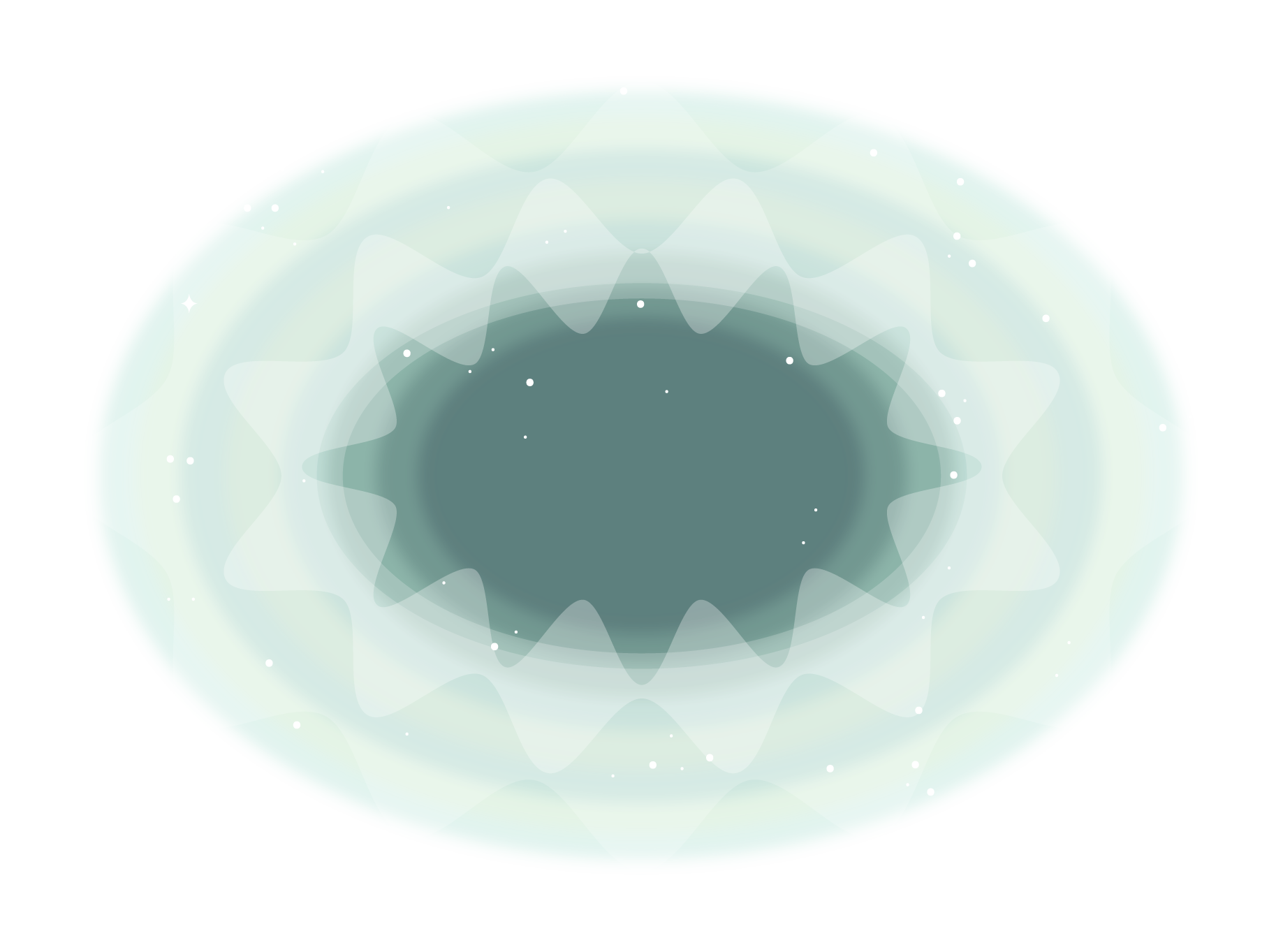 A horizontal oval illustration of a supernova.
