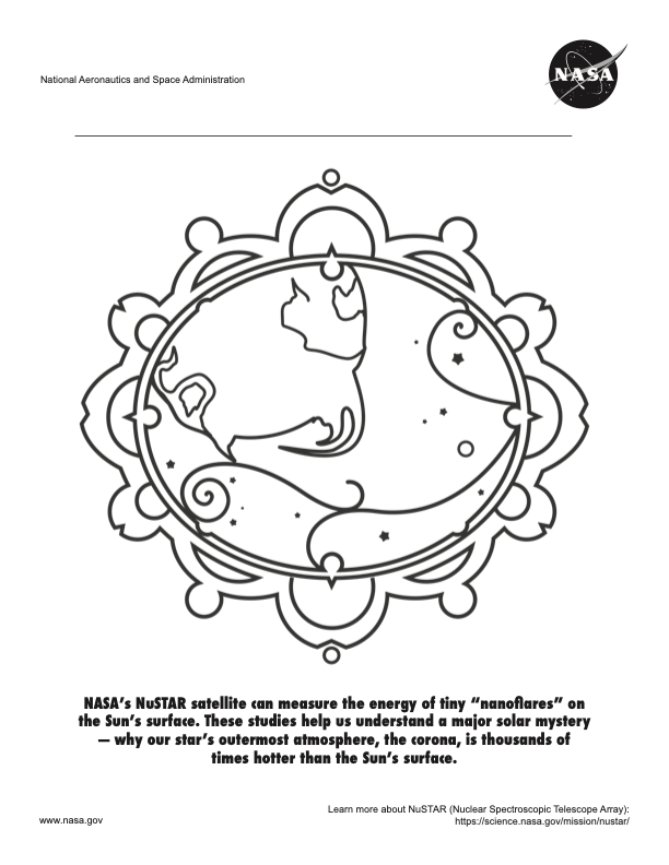 A coloring page for NASA's NuSTAR mission.