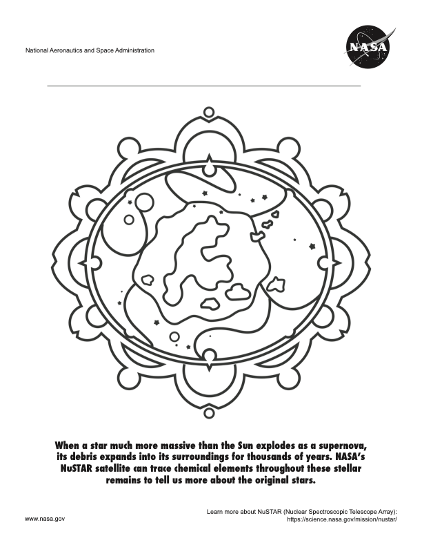 A coloring page for NASA's NuSTAR mission.