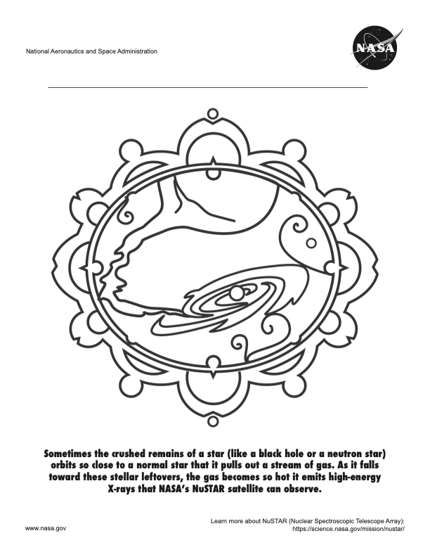 A coloring page for NASA's NuSTAR mission.