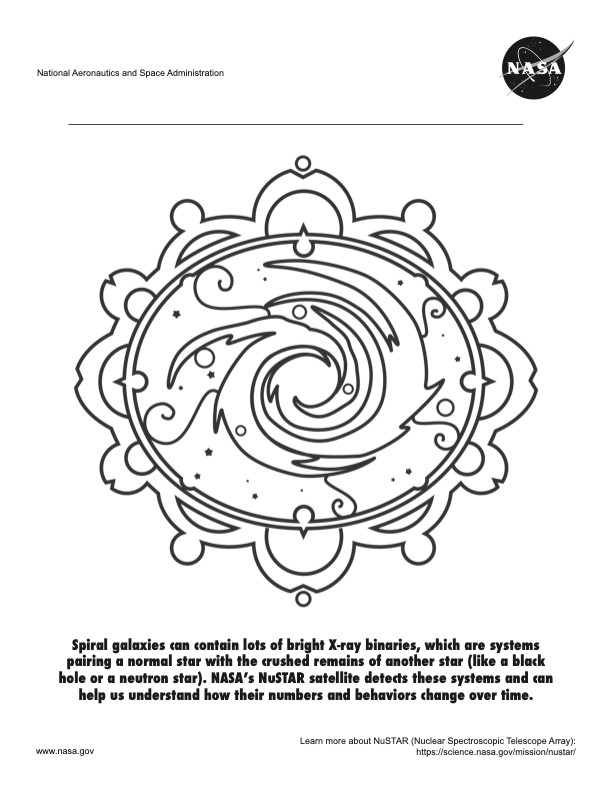 A coloring page for NASA's NuSTAR mission.