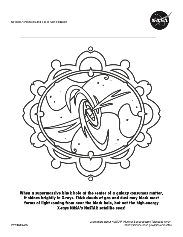 A coloring page for NASA's NuSTAR mission.